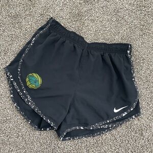 Nike Black Athletic Shorts with White Trim and Elastic Waistband